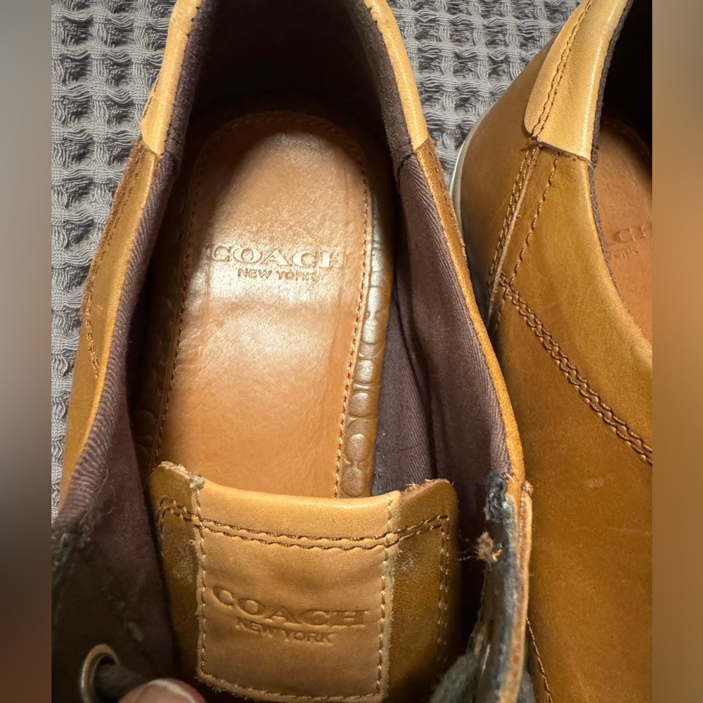Coach Men's Tan Leather Sneakers - Picture 8 of 16